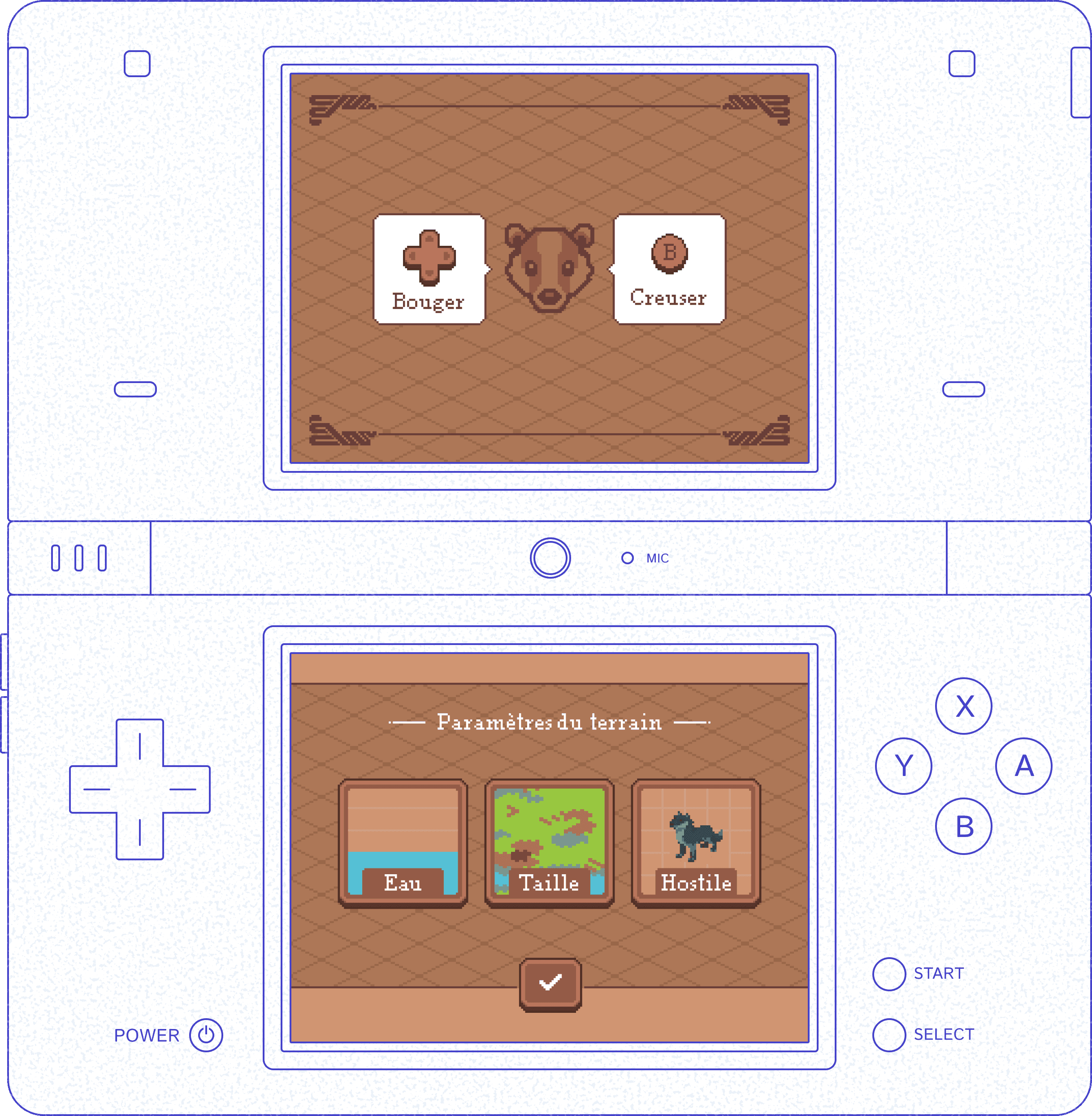 Picture of a Nintendo DSi running the homebrew port of Kallune.