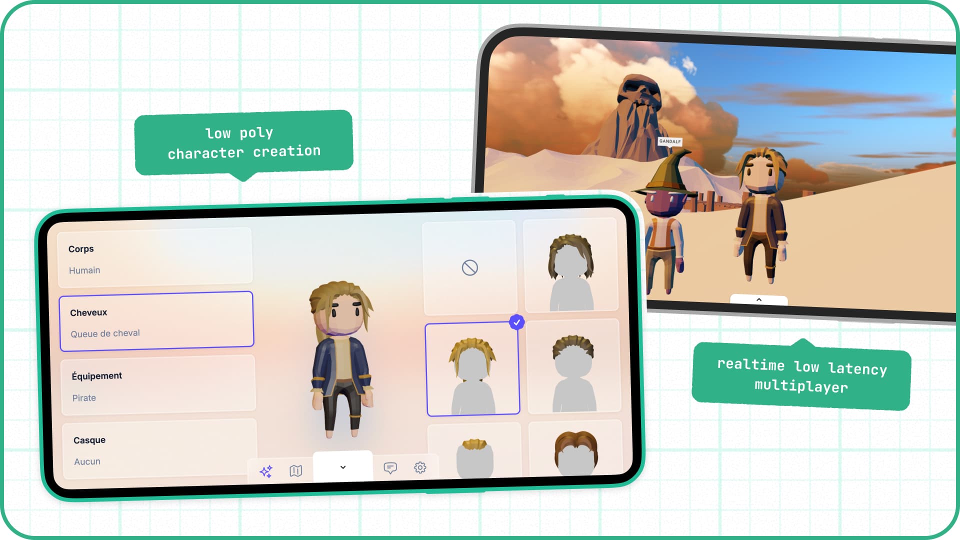 Screenshots of in-game features